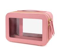 KOTORA Bolsas de maquillaje transparentes aprobadas por la TSA, bolsa de aseo con asa de gran apertura, bolsas de aseo transparentes para equipaje de mano, viajes, coche, almacenamiento de orangizer,