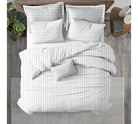 Kotton Culture 100% Egyptian Cotton Duvet Cover with Two Pillowshams, 600-Thread-Count Emperor Size Quilt Cover (290 cm x 235 cm), Luxurious Soft Sateen European Duvet Bedding (Striped White)