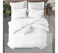 Kotton Culture 100% Egyptian Cotton Duvet Cover with Two Pillowshams, 600-Thread-Count King Size Quilt Cover (225 cm x 220 cm), Luxurious Soft Sateen European Duvet Bedding (Striped White)