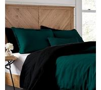Kotton Culture 600 Thread Count Reversible Duvet Cover and Two Pillowshams, 100% Egyptian Cotton Super King Size Quilt Cover (260 cm x 220 cm) Black & Teal, Luxe Soft Sateen European Duvet Bedding