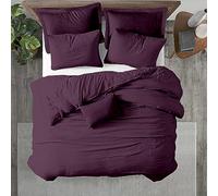 Kotton Culture Juego de Funda de edredón King Size con Dos Fundas de Almohada Juego de Funda de edredón 100% algodón Egipcio (225 cm x 220 cm) Cozy European Hotel (Ciruela)
