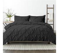 Kotton Culture Pinch Pleat Duvet Cover Set with 2 Pillowcases 50 x 75 cm, 100% Egyptian Cotton Zipper Closure Pintucked Soft Hypoallergenic 200 x 200 cm Duvet Cover (Double, Bold Grey)