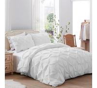 Kotton Culture Pinch Pleat Duvet Cover Set with 4 Pillowcases 50 x 90 cm, 100% Egyptian Cotton Zipper Closure Pintucked Soft Hypoallergenic 260 x 220 cm Duvet Cover (Super King, White)
