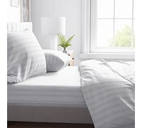 Kotton Culture Stripe Custom Size Sheets - 4 PC - 100% Egyptian Cotton, 600 TC Soft, Organically Grown, Crisp & Deep Pocket Sheets, Soft Sateen Weave (White)