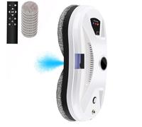 Kouamor Robot Limpiador de Vidrios Inteligente - Succión 5600Pa, Pulverización Automática, Control Remoto 10 Toallitas Microfibra (para Ventanas/Puertas de Vidrio/Azulejos)