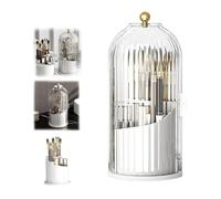 Kouamor Soporte para cepillo de dientes giratorio de 360° de 27 x 12,2 cm, soporte para brochas de maquillaje 2 en 1 con tapa, soporte impermeable a prueba de polvo con tapa, soporte para brochas de