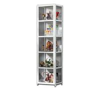 Koubhyj estanteria con Puertas de Cristal, Mueble Expositor Colecciones, Expositor Figuras, Gran Capacidad De Carga, para Colecciones Vitrina de Muñecas, 42x33x161cm Blanco