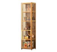 Koubhyj estanteria con Puertas de Cristal, Mueble Expositor Colecciones, Expositor Figuras, Gran Capacidad De Carga, para Colecciones Vitrina de Muñecas, 42x33x161cm Color de la Madera