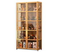 Koubhyj Vitrina Expositora para Colecciones, Vitrinas Expositoras, Transparente De Pie Vitrinas, Diseño De Puerta Doble para Oficinas, Dormitorios, Salas de Estar(82x33x161cm, Color de la Madera)