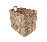 Kouboo Basket Cesta de Almacenamiento Rectangular Tejida a Mano Anson en Hierba Marina Trenzada con Marco de Madera Decorativo, Pradera, Natural/marrón, 52.07 x 35.56 x 52.07 cm