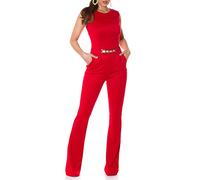 Koucla Mono largo sin mangas con corte y cinturón decorativo, rojo, XL