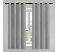 KOUDU Cortinas Dormitorio con Ojales 100 x 120 cm con Ojales Modernas Decorativas Cortinas Grises Opacas para Salon Curtains, Gris Claro