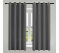 KOUDU Cortinas Dormitorio con Ojales 100 x 120 cm con Ojales Modernas Decorativas Cortinas Grises Opacas para Salon Curtains, Gris Oscuro