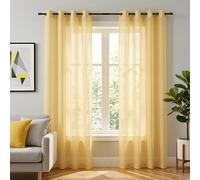 KOUFALL Cortinas traslúcidas Amarillas de 84 Pulgadas de Largo para Sala de Estar, Juego de 2 Ojales de Lino sintético Suave Semitransparente, Cortinas traslúcidas para Ventana de Dormitorio y niños