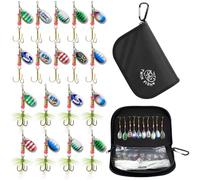 KOUHA Señuelos de Pesca Spinning 18 Piezas Cucharillas Pesca Trucha con Caja Cucharas de Trucha Señuelos para Trucha Lucio Lubina Salmón Pesca Accesorios