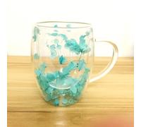 KOUHTIKA Tazas de café de vidrio de doble pared, taza de café de vidrio con asa, aislada, resistente al calor, taza decorativa de 12 onzas, taza de capuchino transparente para té frío caliente, leche,