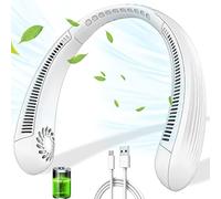Kouric Ventilador de Cuello Portatil-3 Velocidades Ajustables,Autonomía 8 horas, Recargable USB Batería 3000mAh,Sin Aspas,para Hogar/Oficina/Viajes/Exteriores-Blanco