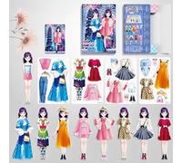 KOURM Magnetic Dress Up Baby Paper Dolls, Magnetic Princess Dress Up Paper Doll Pretend Play Toys Set, Magnet People Clothes Puzzles Game for 3+ Year Old Girls Toddler (I)