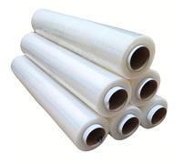 KOUSEL 6 x Film Estirable para Embalar - 50cm x 200m, Rollo de Plástico Elástico Transparente, Extra Resistente, 100% Reciclable, 1.2 Kg de Plástico Real por Rollo (6)