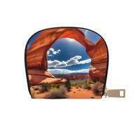 KOUUIP Arches National Park - Tarjetero de piel con cremallera y estampado estándar para mujer, unisex, para hombres y mujeres, Blanco, Talla única