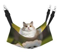 KOUUIP Bichon Frise - Hamaca para gatos con estampado de perro sobre la hierba para colgar en jaula, hamaca ajustable para mascotas, hamaca suave para dormir para gatos, hurón