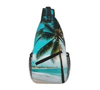KOUUIP Bolsa cruzada de palmeras de playa para hombres y mujeres, antirrobo, bolsa cruzada de pecho, bolsa de viaje casual para senderismo