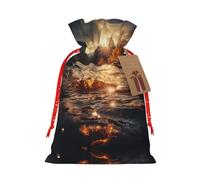 KOUUIP Bolsa de arpillera con estampado de escena de otoño, regalos de fiesta de Navidad, bolsa de lino para regalos, varios tamaños (S, M)
