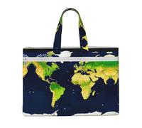 KOUUIP Bolsa de documentos de lona con diseño de mapa del mundo de 10.6 x 15 pulgadas, 2 bolsillos con cremallera, sin desorden para archivos de oficina