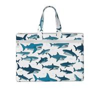 KOUUIP Bolsa de documentos de lona con estampado de tiburón con varios gestos, 10.6 x 15 pulgadas, 2 bolsillos con cremallera, sin desorden para archivos de oficina