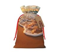 KOUUIP Bolsa de lino de arpillera con estampado de atardecer y océano, para regalos de Navidad, varios tamaños (S, M)