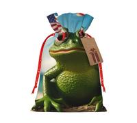 KOUUIP Bolsa de lino de arpillera con estampado de bandera de Puerto Rico para regalos de Navidad, regalos de fiesta de Navidad, varios tamaños (S, M)