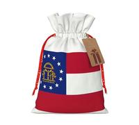 KOUUIP Bolsa de lino de arpillera con estampado de bandera del estado de Georgia, regalos de Navidad, regalos de fiesta de Navidad, varios tamaños (S, M)