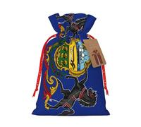 KOUUIP Bolsa de lino de arpillera con estampado de bandera del estado de Pensilvania para regalos de fiesta de Navidad, varios tamaños (S, M)