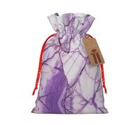 KOUUIP Bolsa de lino de arpillera con estampado de textura de mármol morado, regalos de fiesta de Navidad, varios tamaños (S, M)