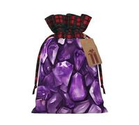 KOUUIP Bolsa de regalo de Navidad con estampado de amatista morada 02, con cordón, reutilizable, para envolver dulces