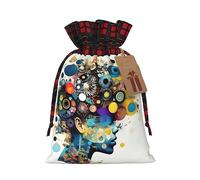 KOUUIP Bolsa de regalo de Navidad con estampado de cerebro de inteligencia artificial, con cordón, reutilizable, bolsas de dulces de Navidad para envolver regalos de caramelos