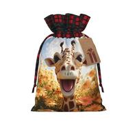 KOUUIP Bolsa de regalo de Navidad con estampado de flores de jirafa, con cordón, reutilizable, bolsas de dulces para envolver dulces