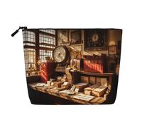 KOUUIP Bolsa organizadora de artículos de tocador de viaje con estampado postal, bolsa organizadora de maquillaje, bolsa de aseo de tamaño de viaje para mujer, Negro -, Talla única