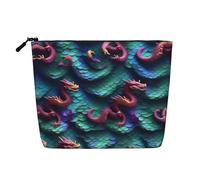 KOUUIP Bolsa organizadora de maquillaje con diseño de escamas de dragón mágico en 3D, bonita bolsa de aseo de viaje, bolsa organizadora de artículos de tocador para mujer, Negro -, Talla única