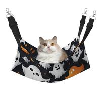 KOUUIP Bonita hamaca de gato con estampado de fantasma blanco para colgar en jaula, hamaca para mascotas, cama ajustable, hamaca suave para dormir para gatos, hurón