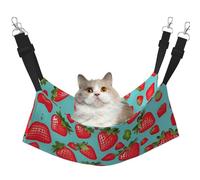 KOUUIP Bonita hamaca de gato con estampado de fresa para colgar en jaula, hamaca ajustable para mascotas, hamaca suave para dormir para gatos, hurón