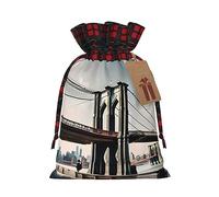 KOUUIP Brooklyn Bridge - Bolsa de regalo de Navidad con cordón reutilizable para envolver caramelos
