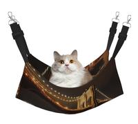 KOUUIP Brooklyn Bridge - Hamaca para gatos con estampado de puente para colgar en jaula, hamaca ajustable para mascotas, hamaca suave para dormir para gatos, hurón