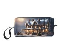 KOUUIP Christmas Village House 2 - Estuche organizador de maquillaje portátil de gran capacidad para mujer, Blanco, Talla única