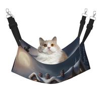 KOUUIP Christmas Village House 2 - Hamaca para gatos con estampado para colgar en jaula, hamaca ajustable para mascotas, hamaca suave para dormir para gatos, hurón