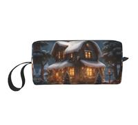 KOUUIP Christmas Village House - Estuche organizador de maquillaje de gran capacidad con 3 impresiones para mujer, Blanco, Talla única