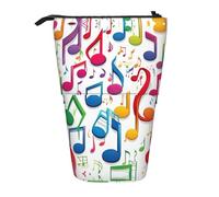 KOUUIP Coloridas notas musicales 1 impresión telescópica estuche para lápices, estuche de papelería, bolsa retráctil de pie, organizador de pie