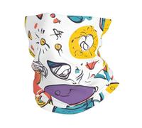 KOUUIP Coloridas plumas dibujadas a mano sobre estampado blanco diadema cuello polaina envoltura para la cabeza, máscara facial mágica bandana para hombres y mujeres