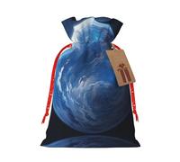 KOUUIP Cool Earth Planet Ocean Storm - Bolsa de lino de arpillera con estampado de tormenta de Navidad, regalos de fiesta de Navidad, varios tamaños (S, M)