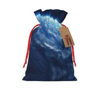 KOUUIP Cool Earth Planet Ocean Storm - Bolsa de lino de arpillera con estampado de tormenta de Navidad, regalos de fiesta de Navidad, varios tamaños (S, M)